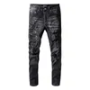 Jeans de designer de designer angustiado Rapped Biker Slim Fit Motorcycle Denim para homens de alta qualidade Jean Mans Pants servir Hommes 038