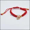 Bracelets de charme jóias feitas à mão em china vermelha corda vermelha Proteção de copo de palmeira Saúde Lucky Happiness bi dhwk6