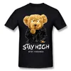 Koszulki męskie Modne kreskówki Smoking Teddy Bear T Shirt Koszulka Harajuku Grafika Tshirt Marki Tee TopMen's