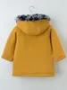 YINGZIFANG Toddler Boys Patch Detail Raglan Sleeve Fuzzy Trim Hooded Winter Coat SHE