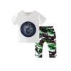 Set di abbigliamento Summer Boys Sump Short Short Love Rock Pattern Tops pantaloni mimetici a 2 pezzi per un bambino da 0 a 3 anni