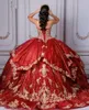 2022 Bling Burgundowe cekinowe aplikacje koronkowe sukienki Quinceanera