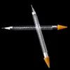 مزدوج الأظافر المنقولة قلم الكريستال حبات مقبض راينستون ترصيع منتقي الشمع قلم رصاص مانيكير أدوات فن الظفر DH854