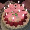 Musical Birthday Candle Magic Lotus Flower Candles Blossom Rotating Spin Party Candle 14 Small Candles 2 layers Cake Topper 0609