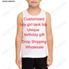 Edson Arantes Tanque personalizado Top Kids DIY Seu próprio Design 3D Vest menino meninas de aniversário de verão Camisetas sem mangas do verão 220704