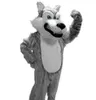 Cinza lobo mascote trajes da mascote halloween dos desenhos animados tamanho adulto longo pelúcia lobo aniaml fantasia vestido de festa fantasia vestido direto da fábrica 240a