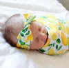 Baby Fruit Print Swaddle Headband Set Newborn Tie-dye Wraps Blankets Hairband Suit Toddler Swaddling Bath Towels Infant Robes Bedding Quilt Stroller Cover B8029