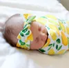 Baby Fruit Print Swaddle Headband Set Nyfödda Tie-Dye Wraps Blankets HairBand kostym Toddler Swaddling Badhanddukar Spädbarn Broder Bedding Quilt Barnlock B8029