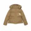 22s Hommes Brown Toile Rembourrée Veste De Mode Designer Femmes Zipper Poche Nylon Manteau Capuche Cordon Lettre Fabirc Hiver Chaud Vêtements D'extérieur