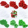 파티 장식 8-30mm 멀티 크기 빨간색 흰색 녹색 Pompom 모피 공예 DIY 소프트 Pom Poms 공 헝겊 액세서리에 크리스마스 접착제 600pcsParty