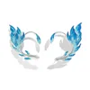 Clip-on & Screw Back Feather Pattern Stud Earrings For Women 2022 Fashion Gradient Pixie Jewelry Party FavorsClip-on