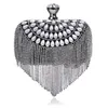 Kvällspåsar est Tassel Crystal Women Bag Luxury Imitation Pearl Wedding Beaded Day Clutches Small Purse Bagevening