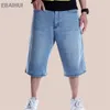 EBAIHUI Hommes Jeans Courts D'été Lâche Large Jambe Denim Pantalon Hip-Hop Mâle Skateboard Swag Baggy Capri Bleu Denim Shorts Grande Taille 30-46