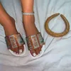Flip flops för kvinnor tofflor väska hår ring tre-stycken set kvinnors sommar yttre slitage mode sandaler kväll väska