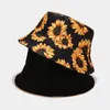 Berretti Unisex Double-sid Stampa Hip Hop Visiera parasole Cappello Largo a tesa larga Cappelli da spiaggia Protezione solare Cappellino floscio Berretti da pesca all'apertoBerretti BerrettiBeretti