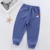 Candy Color Kids Pants Autumn Cotton Cartoon Casual Baby Pants 1-5Y Long Trousers Baby Outfits Children Clothing 220512