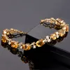 Or jaune cristal Citrine Bracelet cadeaux pour femmes hommes mode chaîne à breloques Bracelet trèfle à quatre feuilles Bracelets