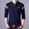 Men T Shirt Man Long Sleeve Tshirt Men's Clothing Fashion Casual Classic Mandarin Collar T-Shirts Cotton Tops Tees Male Tshirts 220318