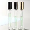 Mini botella de Spray de fragancia, botella de aceite esencial de vidrio transparente redonda, atomizador, botellas cosméticas vacías portátiles de viaje, 10ML