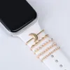 Luxury Metal Charms Decorative Ring Straps Decoration Diamond Ornament Bracelet Silicone Strap Accessories For Apple iWatch Samsung Watch 4 Xiaomi Huawei band