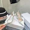 Fashion high-quality women's party sandals high heels 8.5cm fine crystal silk surface with Rhinestone chain decoration spring and summer dress shoes 35-42