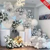 White Silver 4D Metallic Balloon Arch Garland Kit Wedding Baby Church