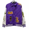 Jaqueta de grife masculino Multi Patches Mistos de couro misto Varsity Blouson Designers Windbreaker Designers Sorto Mel