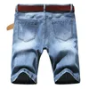 Summer Ripped Hole Men's Shorts Urban Fashion Short Pants Straight Casual Knee Length Jeans Male Blue Shorts Pantalones cortos