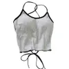 Femmes Camis Halter Tops Dos Nu Bandage Sexy Crop Tops Femmes Lingerie Sous-Vêtements Rembourré Coton Top Été