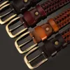 Gürtel Männer Echtes Leder Luxus Strap Für Anzug Hosen Jeans Casual Woven Gold Schnalle Gürtel Stretch Bund ManBelts