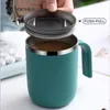 WORTHBUY Coffee Mug 304 Stainless Steel Double Layer Leakproof Milk Cup With Lid Breakfast Tea Kitchen Drinkware 220509
