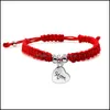 Braccialetti con ciondoli Gioielli Nuovo cuore fatto a mano Mamma Bracciale intrecciato Filo rosso Stringa Ti amo Corda per i regali della festa della mamma Consegna a domicilio