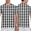 T-shirts pour hommes tenue parent-enfant classique noir et blanc grand motif de damier de diamant hommes t-shirt haut pour femme t-shirts