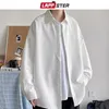 LAPPSTER Men Korean Fashion White Long Sleeve Mens Harajuku Black Oversized Shirt Male Button Up Shirts Blouses 5XL 220811