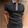 Chemise de golf d'été pour hommes simple couleur unie revers demi-zip à manches courtes t-shirt affaires décontracté grande taille polo 220616