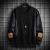 Korea Fashion Classic 2022 Zwart Kaki Patchwork Sweatshirt For Men Sweaters Spring Herfst Casual Hip Hop Streetwear Clothing L220801