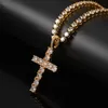 펜던트 목걸이 힙합 패션 고급스러운 클래식 기독교 예수 아이스 다이아몬드 크로스 3mm 목걸이 펜던트