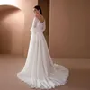 2022 wedding dress simple and generous style one word neck slim and comfortable solid color long skirt