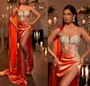 Gracieux côté fendu robes de bal strass une épaule robe de soirée sur mesure chérie plis femmes formelle robe de soirée de célébrité