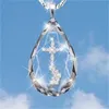 Popular Religious Crystal Cross Jesus Necklace Paradise Ladder Pendant European and American Fashion Diamond-Studded Necklace