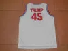 Xflsp USA Donald Trump # 45 Maglia da basket Edizione commemorativa Maglie da basket di ritorno al passato di colore bianco