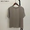 WOTWOY Casual Basic Knitted Cotton TShirts Women Solid Oversized Tee Shirt Female ONeck Loose Summer Cozzy Tops Harajuku 220527