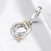 Ciondolo in argento 925 Fedi nuziali bicolore Ciondola il ciondolo con ciondolo Fit Collana Pandora originale per regalo di gioielli di moda femminile