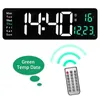 LED Large Display Wall Alarm Clocks Remote Control Temp Date Week Display Power Off Memory Table Clock Wall-mounted Dual Alarms