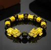 Good Luck Wealth Beaded Strands Bracelets Black Obsidian Beads PiXiu Bracelet Feng Shui Prosperity Pi Xiu Bracelets for Men Women Jewelry Gift 18 styles