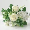 Dekoratif çiçek çelenk yapay Avrupa tarzı karışık montaj ipek gül şakayık buket vintage gelin tutarak sahte ev düğün mesih