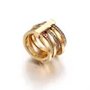Кубические циркониевые кольца для женщин размером 6-9 золотые / серебряные шесть слоев.