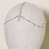 Stonefans Boho Bridal Wedding Head Chain Exquisite Cubic Zirconia Leaf Poanna Pannband Kedja Hårsmycken för kvinnor Huvudstycke