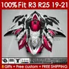 Kit carene OEM per YAMAHA YZF-R3 YZF-R25 YZFR3 YZFR25 19-21 Corpo 141No.119 100% Fit YZF R 3 25 R-25 2019 2020 2021 Telaio R3 R25 19 20 21 Stampo a iniezione Carrozzeria rosso caldo blk