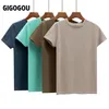 Gigogou 기본 면화 여름 티셔츠 여성 니트 짧은 소매 티 셔츠 높은 탄력성 통기성 O 목 여성 상단 Tshirt 210322